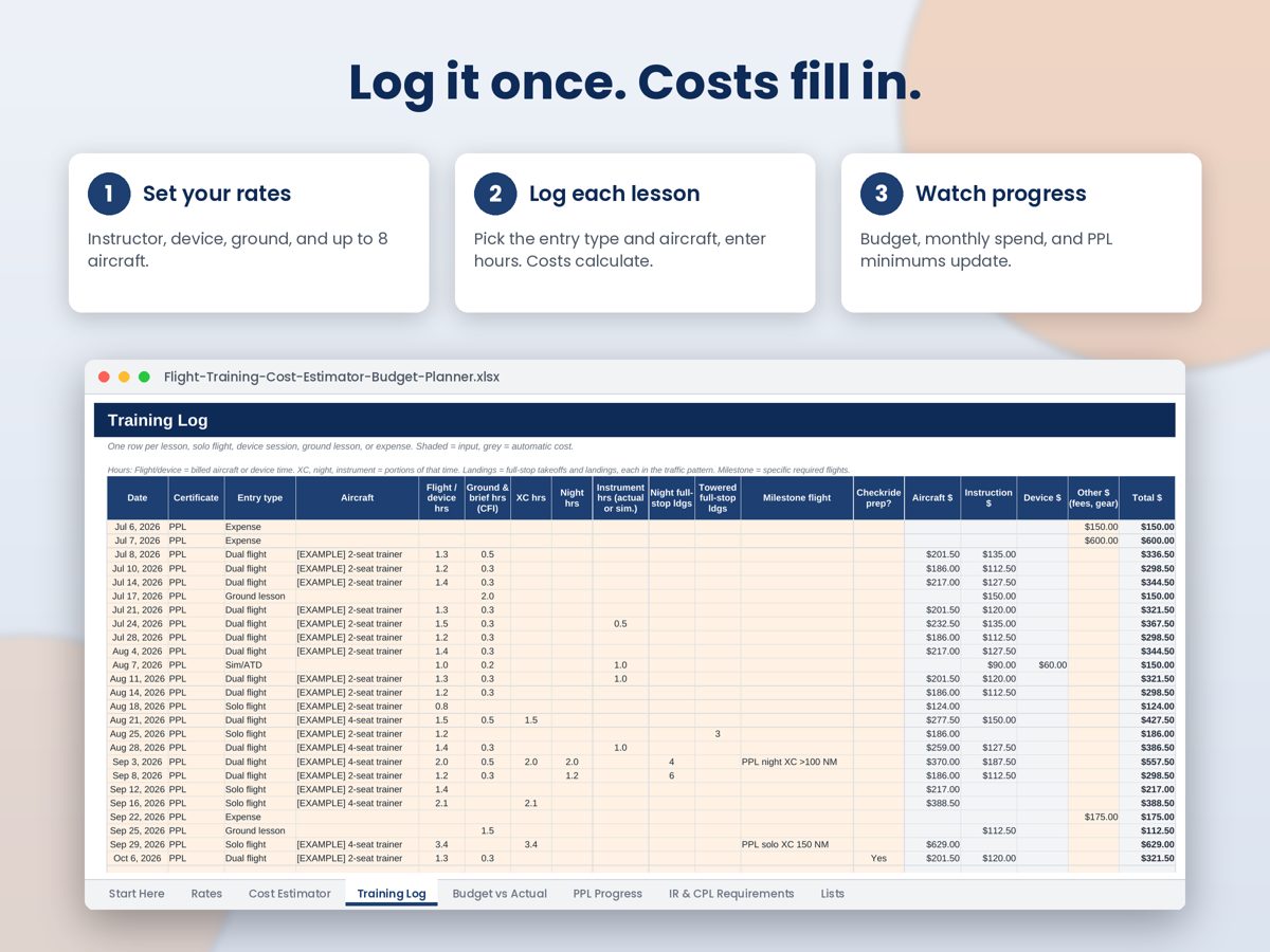 Flight Training Cost Estimator & Budget Planner preview 5