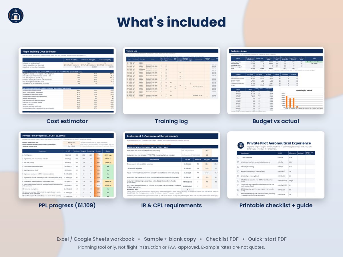 Flight Training Cost Estimator & Budget Planner preview 6